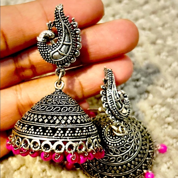 Combo of 4 Metal earrings with beads - Picture 1 of 5